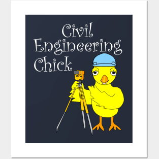 Civil Engineering Chick  White Text Posters and Art